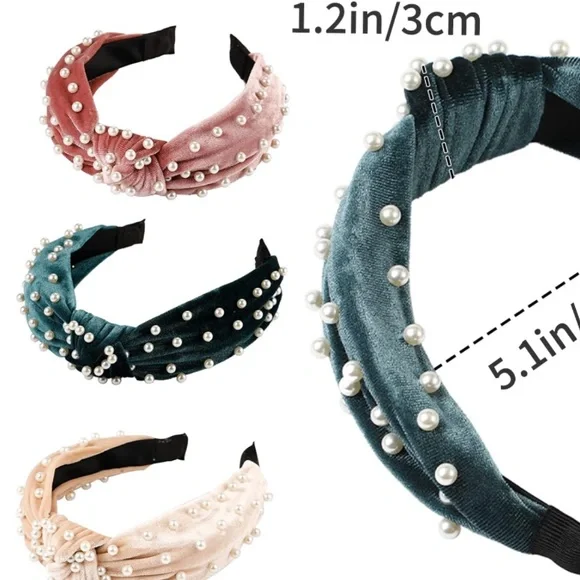 🦋2/$26 Set of 2 pearl knotted headbands - Picture 2 of 5